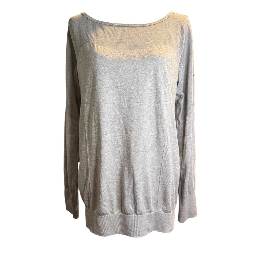 Nike Seamless Knit Long Sleeve Top, Heathered Grey, Women's Size Large